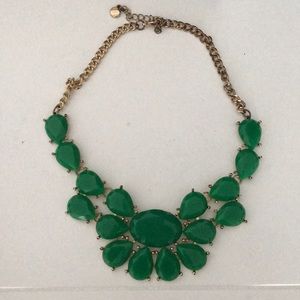Emerald green statement necklace with gold chain
